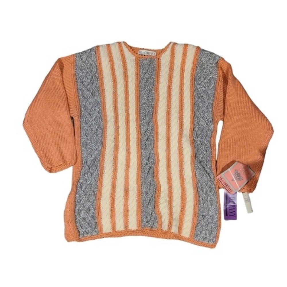 NWT SK & Company Vintage Coral/Grey Beaded Sweater - Picture 8 of 8